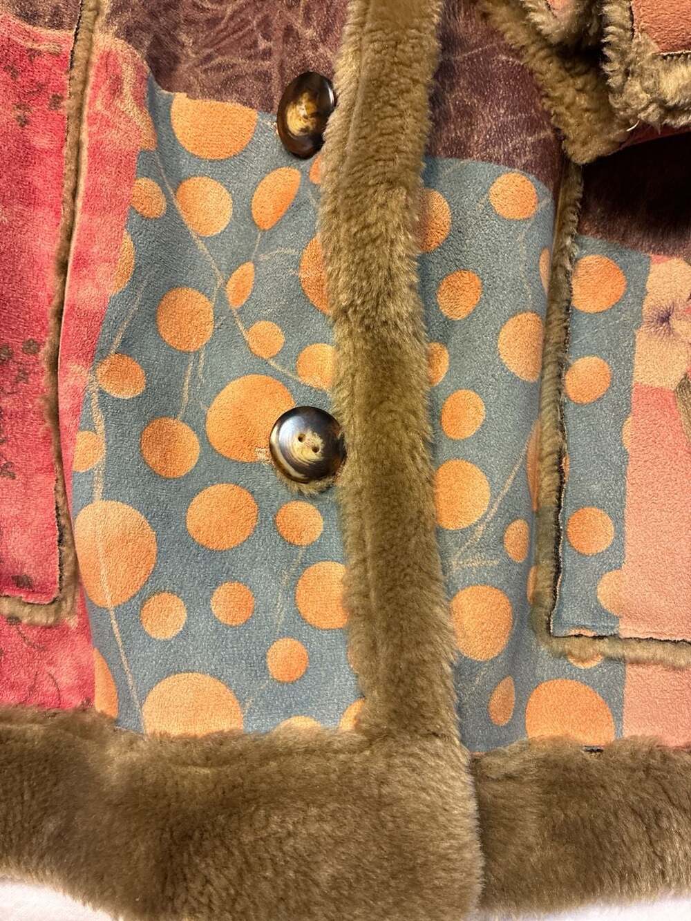 Coldwater Creek Patchwork Faux Suede Fur Lined Jacket Size 2X - Picture 14 of 16
